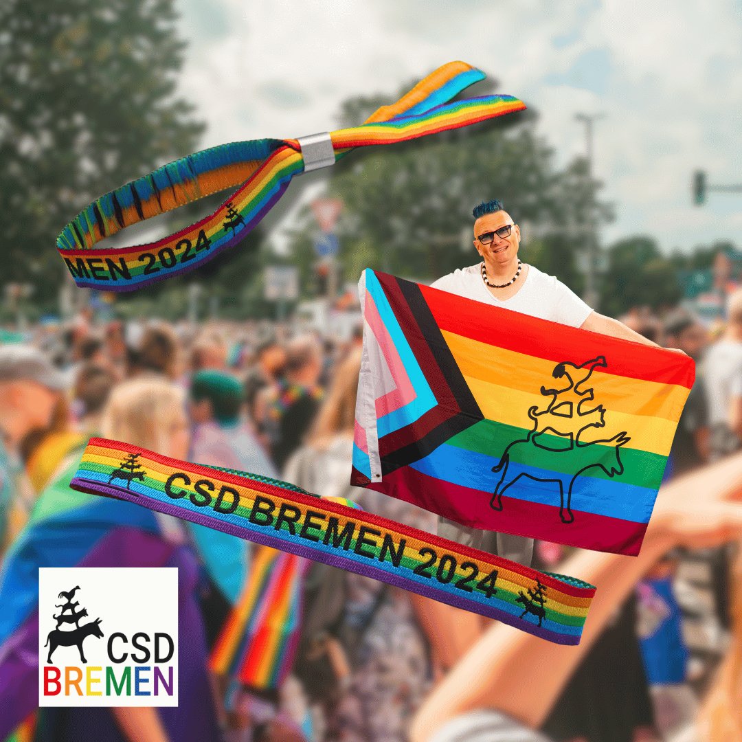 ein bild des csd bremen bändchens in regenbogenfarben.