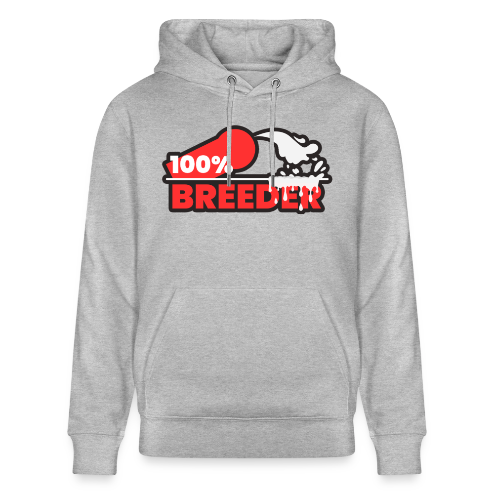 Grau meliertes Bio-Hoodie mit dominantem "100% Breeder" Kink Design