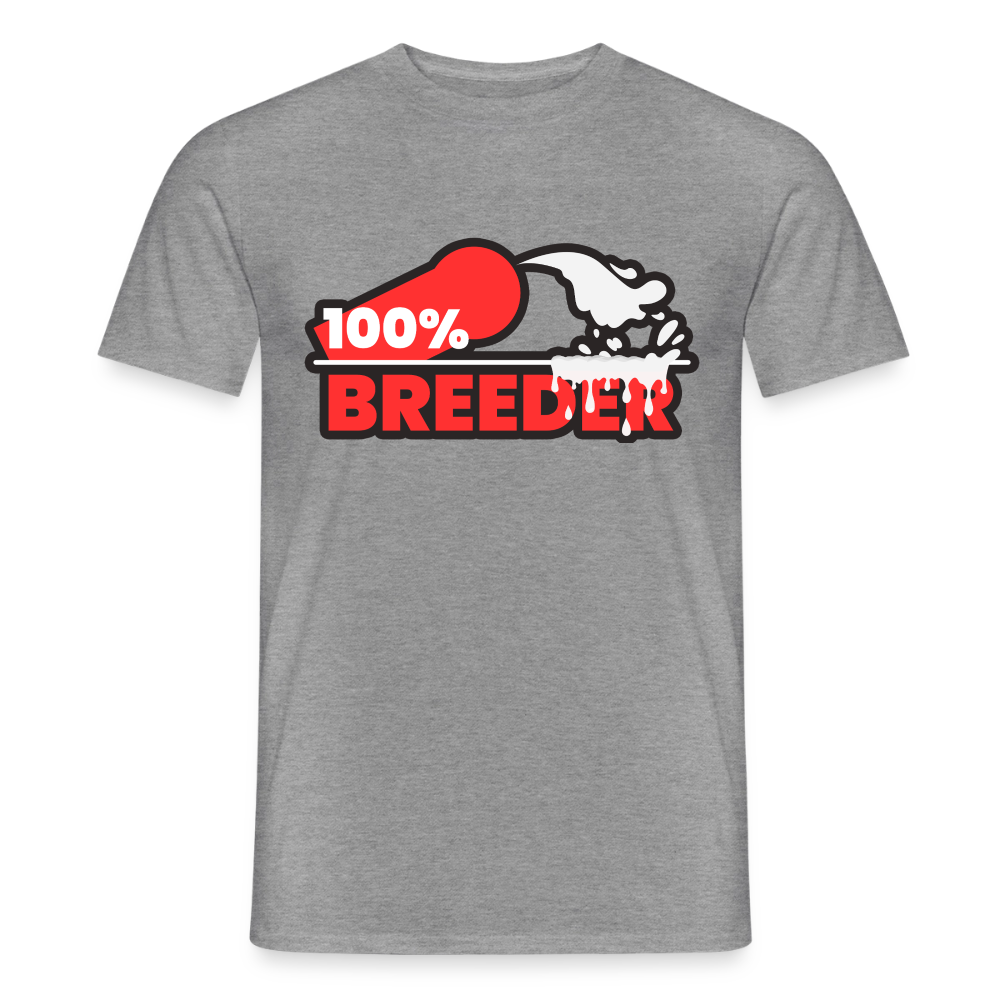Graphit meliertes T-Shirt mit dem selbstbewussten 100% Breeder Kink Fetish Motiv