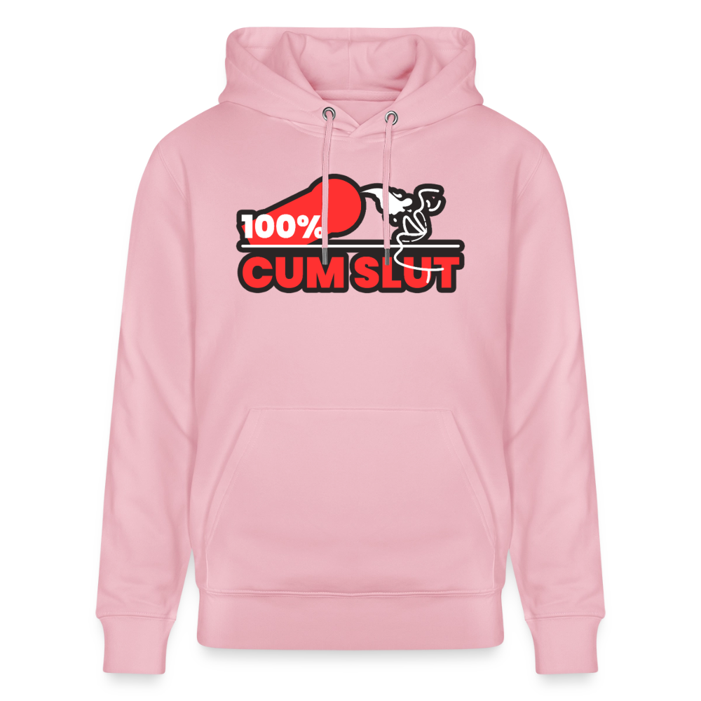 Hellrosa Bio-Hoodie mit frechem Cum Slut Bottom Statement