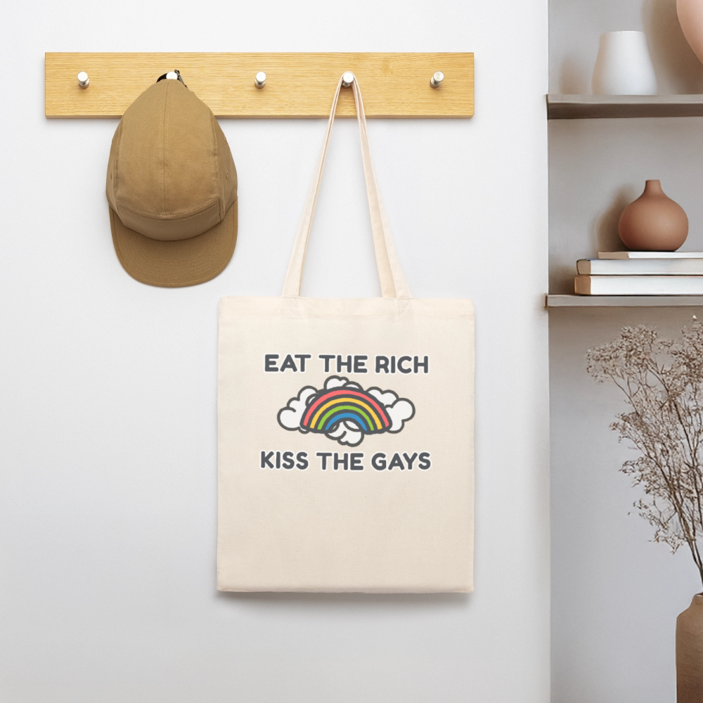 Eat the Rich, Kiss the Gays! Bio-Stoffbeutel - Weißgrau