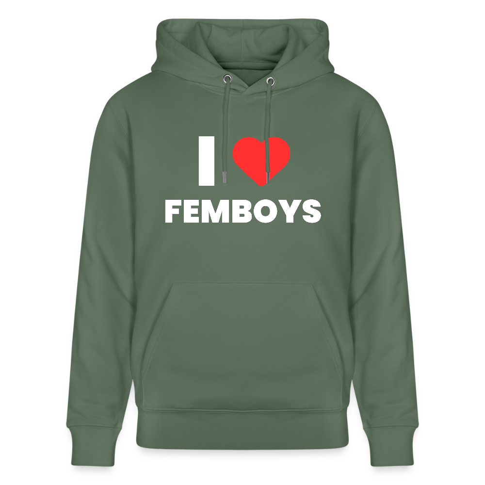 I LOVE FEMBOYS | Kink Fetish Pride Bio-Hoodie Unisex - Tanngrün