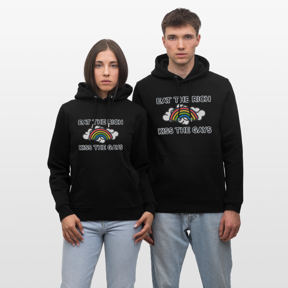 Eat the Rich, Kiss the Gays! Unisex Bio Hoodie - Schwarz