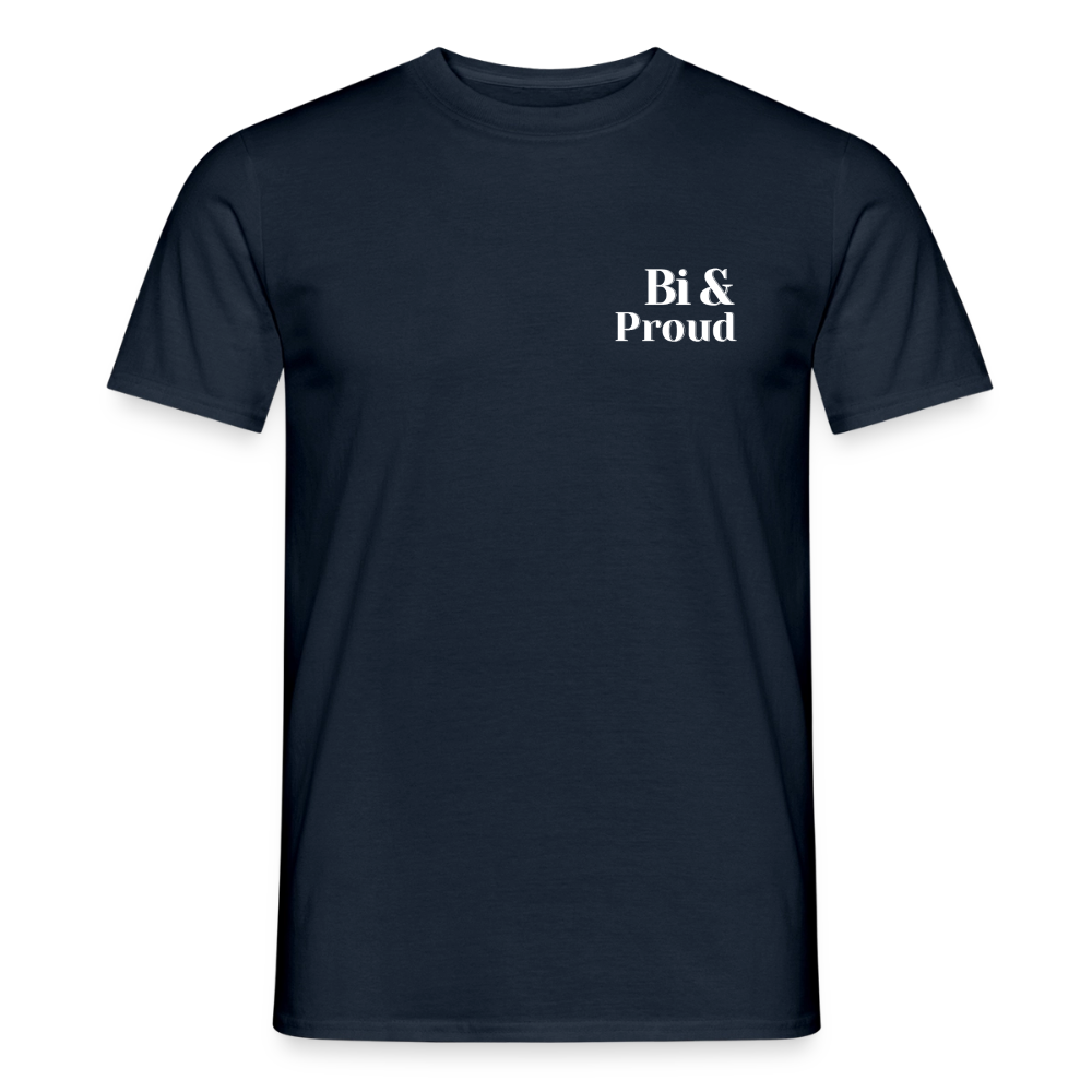 Bi & Proud | Regenbogenherz Pride T-Shirt - Navy