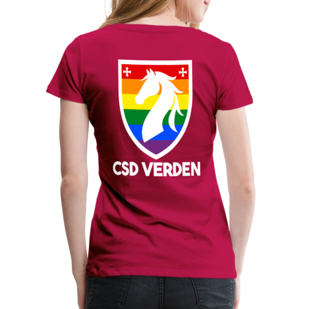 CSD Verden Premium Pride T-Shirt Tailiert Doppelseitig - dunkles Pink