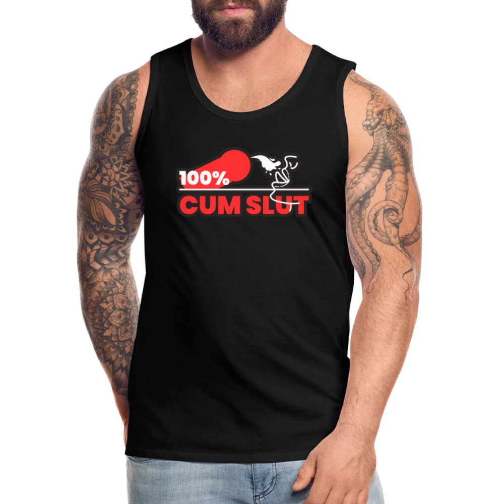100% CUM SLUT | Kink Fetish Pride Premium Tank Top - Schwarz