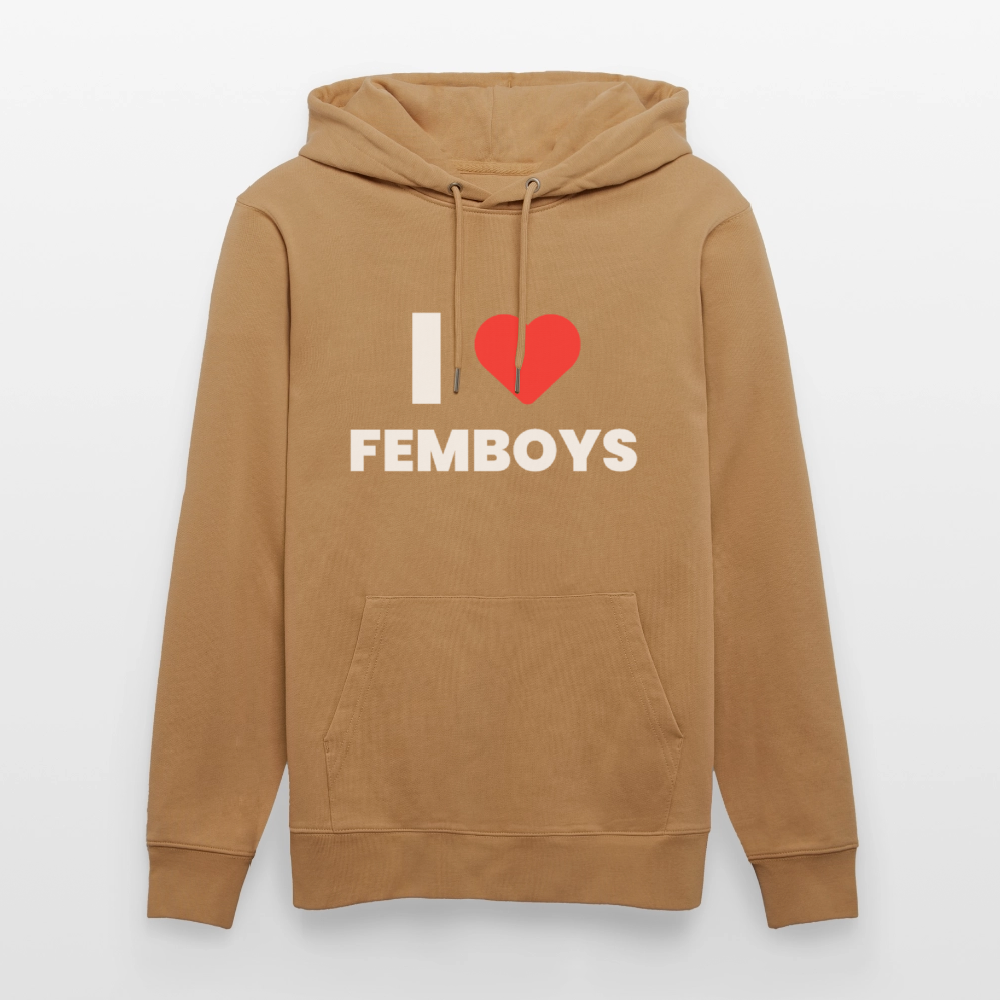 I LOVE FEMBOYS | Kink Fetish Pride Bio-Hoodie Unisex - Karamell