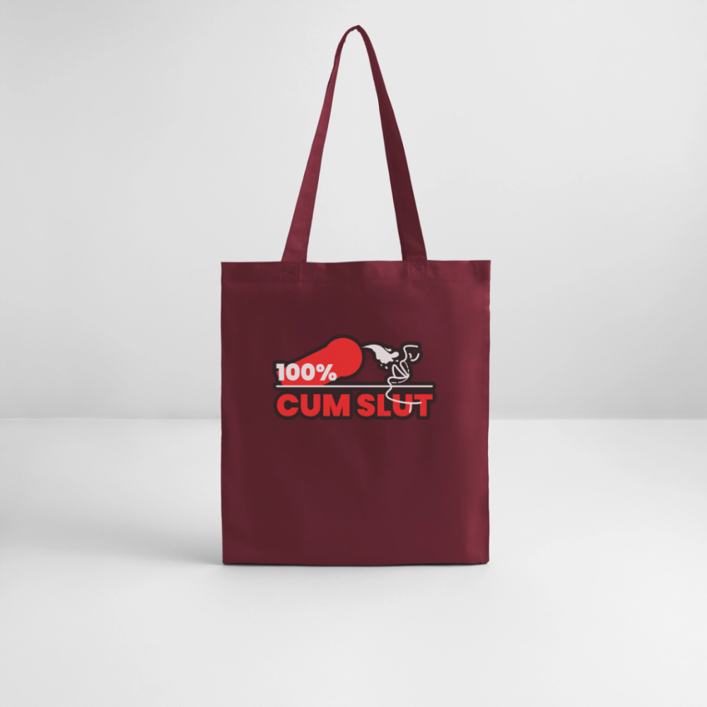 100%CUM SLUT | Kink Fetish Pride Bio-Stoffbeutel - Burgunderrot