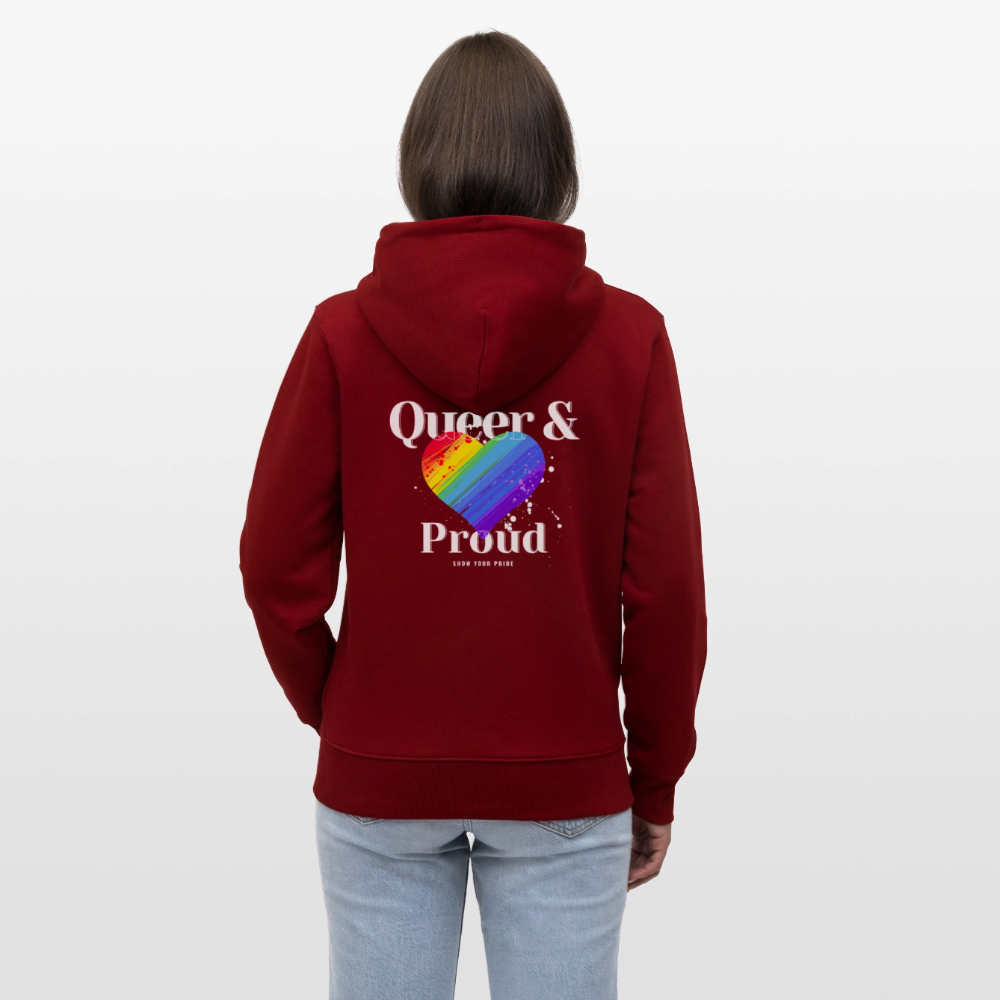 Queer & Proud | Pride Bio-Kapuzenjacke Unisex - Burgunderrot