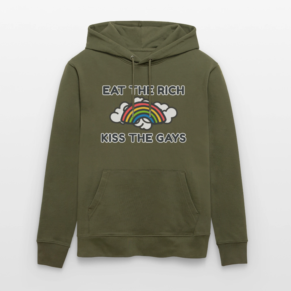 Eat the Rich, Kiss the Gays! Unisex Bio Hoodie - Khaki Grün