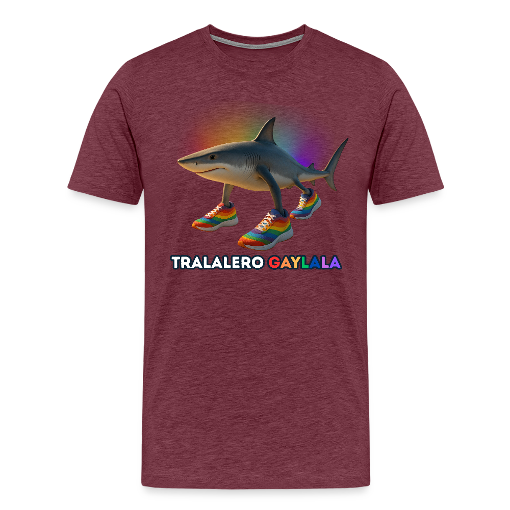 Tralalero Gaylala Pride Premium T-Shirt - Bordeauxrot meliert
