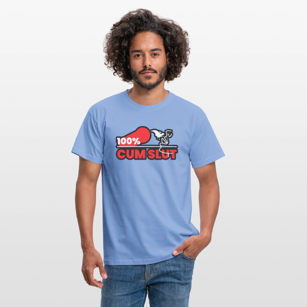 100% CUM SLUT | Kink Fetish Pride T-Shirt - carolina blue