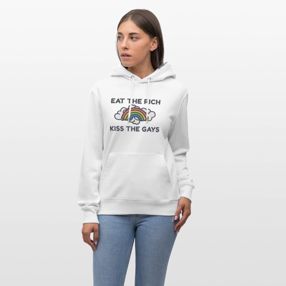 Eat the Rich, Kiss the Gays! Unisex Bio Hoodie - Weiß