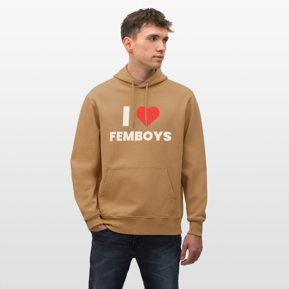 I LOVE FEMBOYS | Kink Fetish Pride Bio-Hoodie Unisex - Karamell