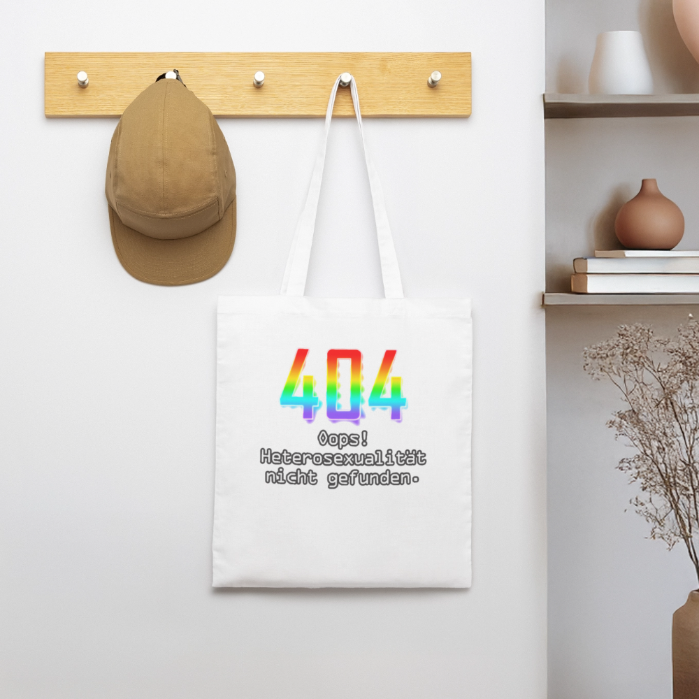 404 ERROR: Heterosexualität nicht gefunden. Pride Bio-Stoffbeutel - Weiß
