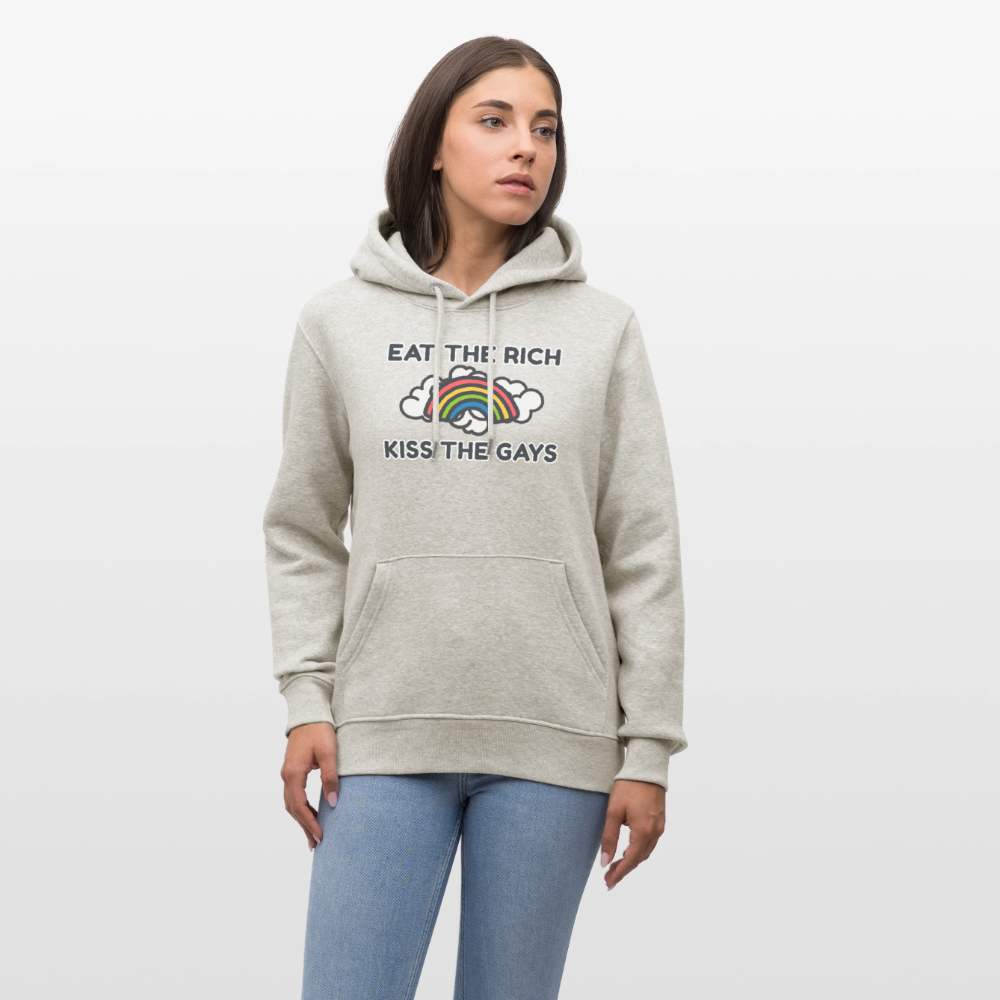 Eat the Rich, Kiss the Gays! Unisex Bio Hoodie - Beige meliert