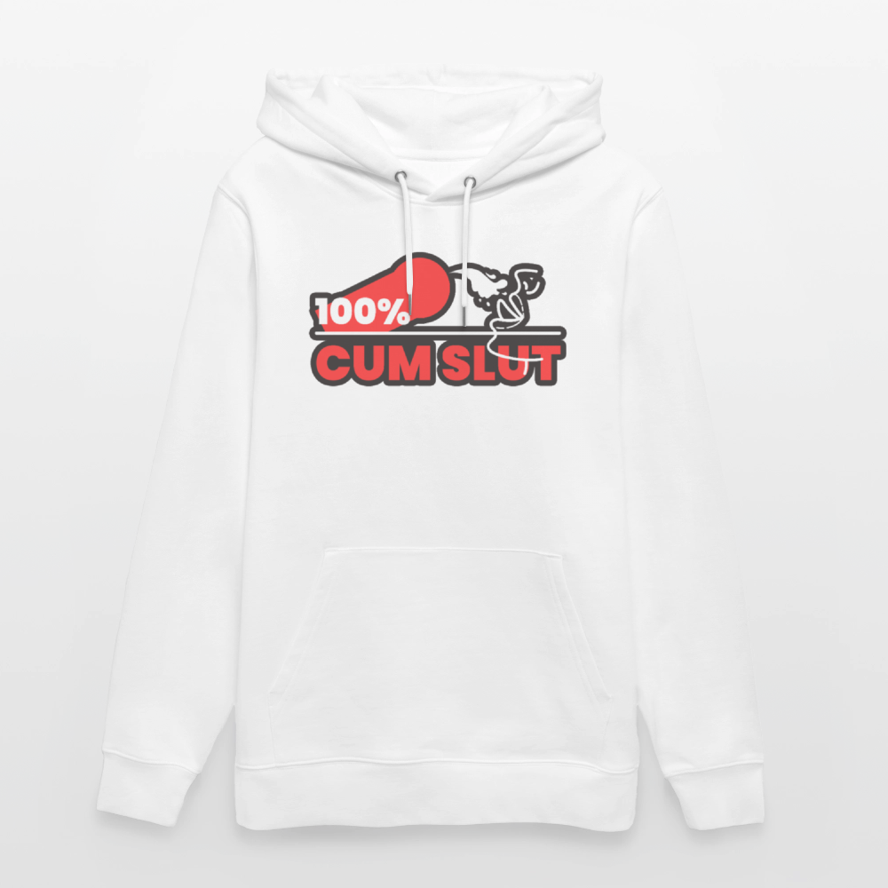 100% CUM SLUT | Kink Fetish Pride Bio-Hoodie Unisex - Weiß