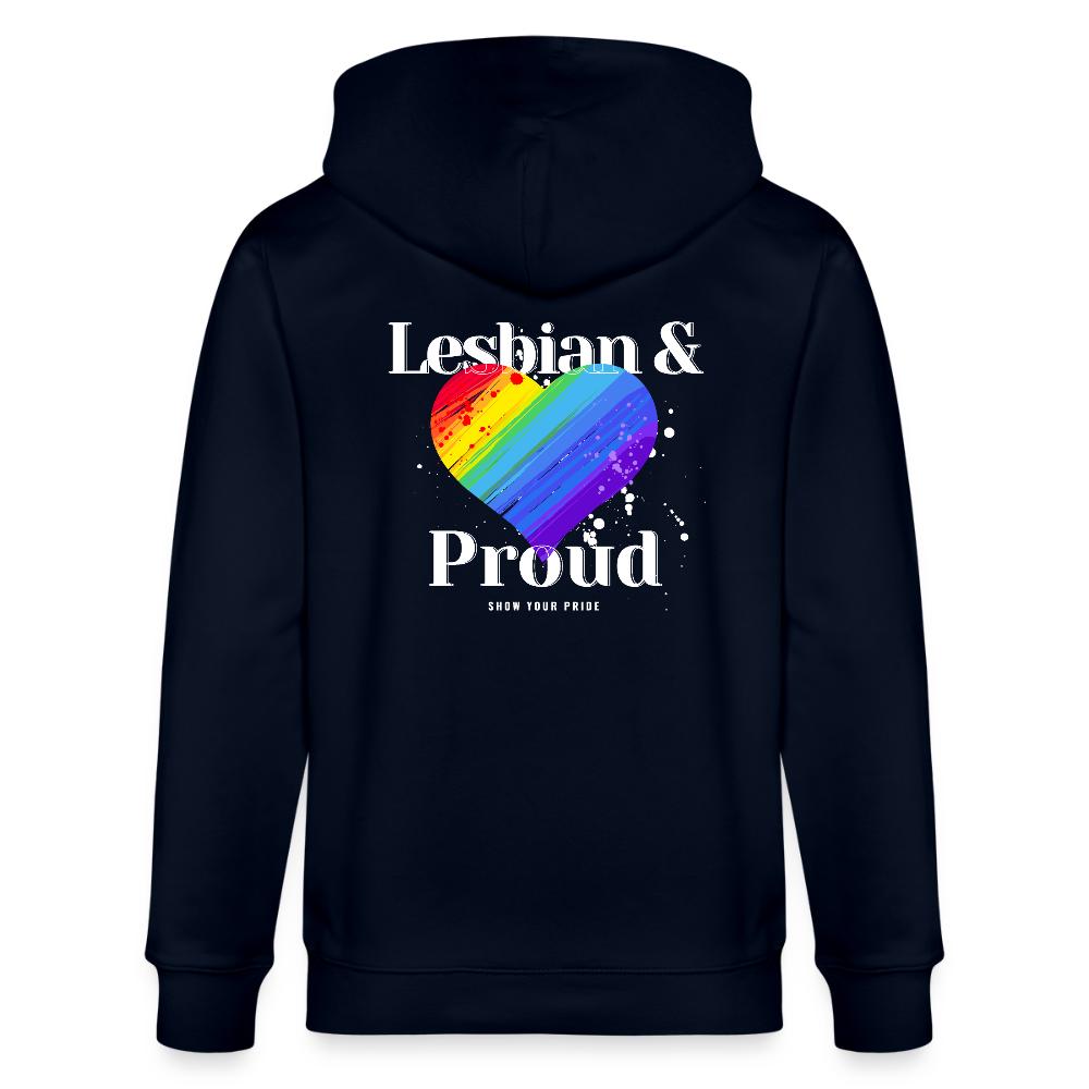 Lesbian & Proud | Pride Bio-Kapuzenjacke Unisex - Navy