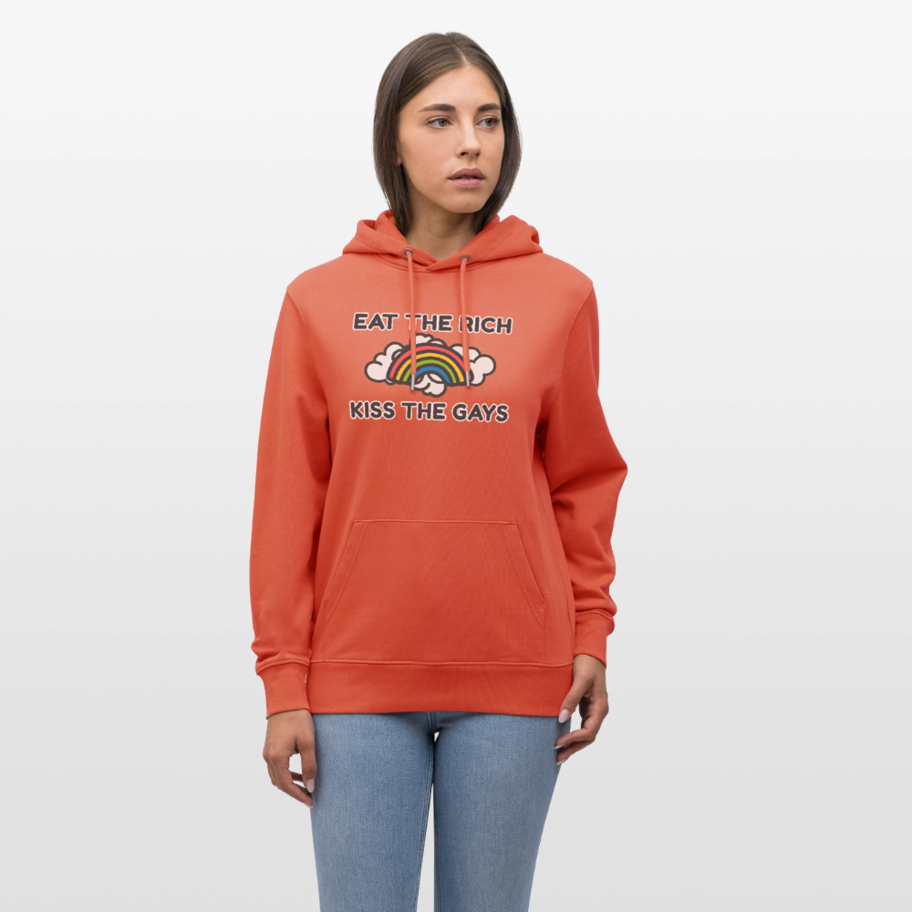 Eat the Rich, Kiss the Gays! Unisex Bio Hoodie - Hellrot