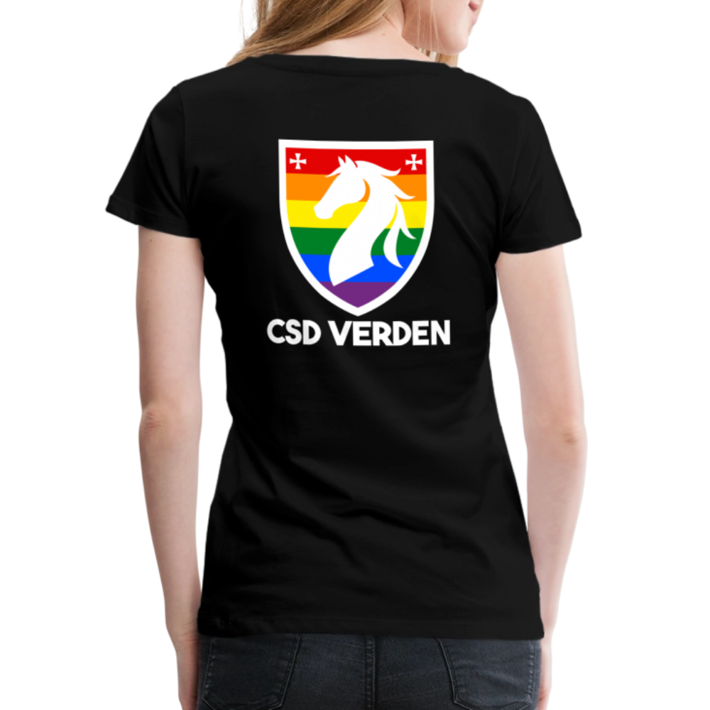 CSD Verden Premium Pride T-Shirt Tailiert Doppelseitig - Schwarz