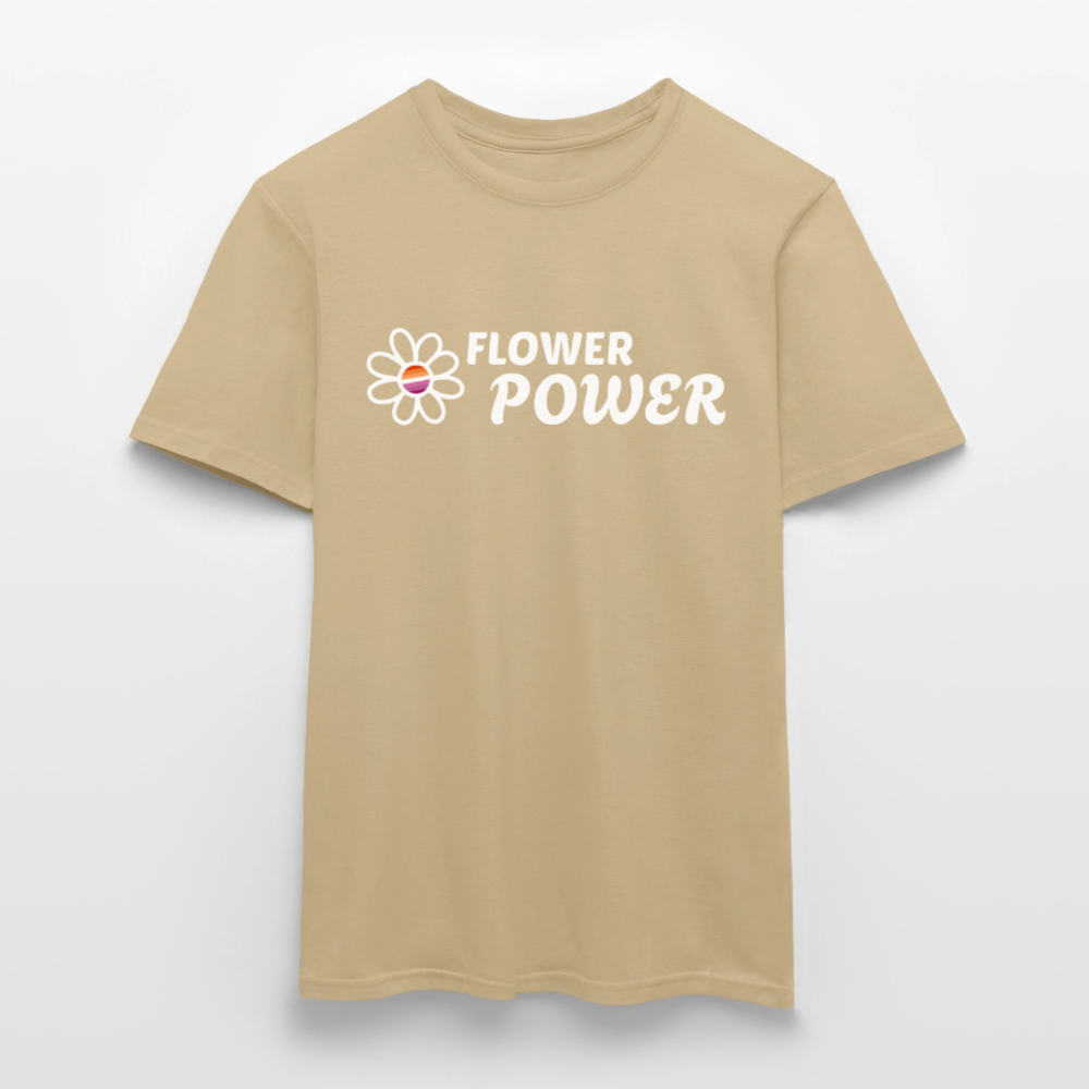 Flower Power Lesbisch T-Shirt | Retro WLW Pride LGBTQ - Sandbeige