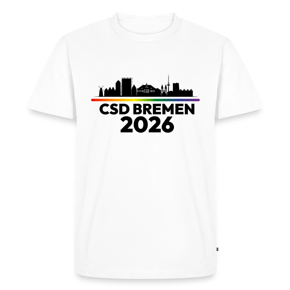 CSD BREMEN 2026 Pride Premium T-Shirt Weiß dunkle Schrift - Weiß