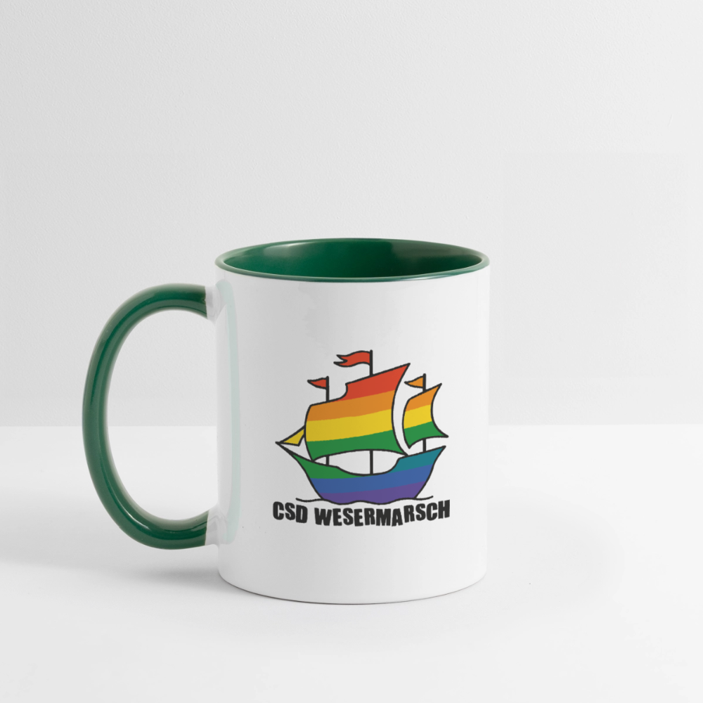 CSD Wesermarsch Pride Tasse zweifarbig - Weiß/Dunkelgrün