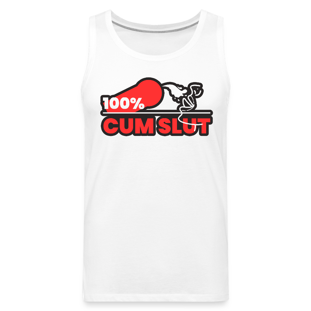 100% CUM SLUT | Kink Fetish Pride Premium Tank Top - Weiß