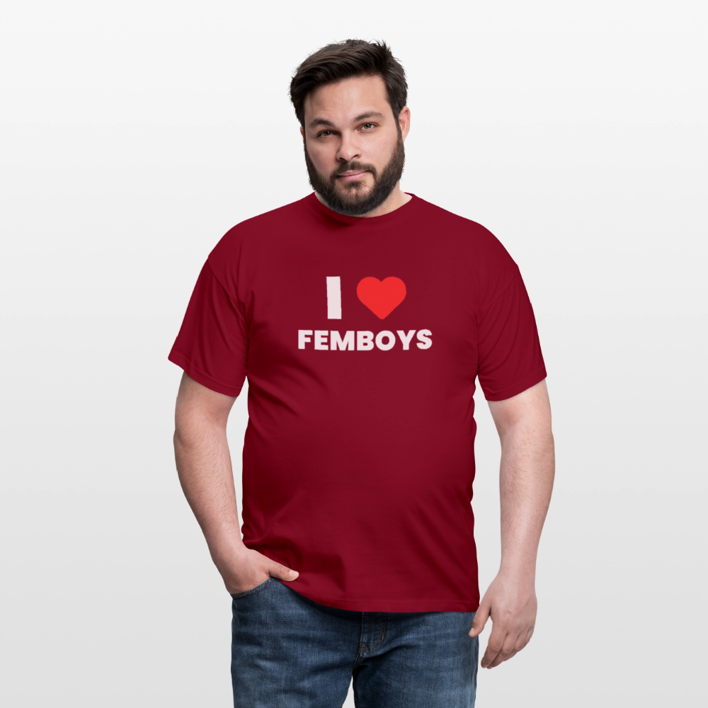 I LOVE FEMBOYS | Kink Fetish Pride T-Shirt - Ziegelrot
