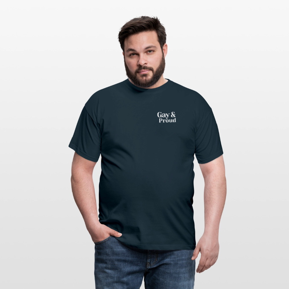 Gay & Proud | Regenbogenherz Pride T-Shirt - Navy