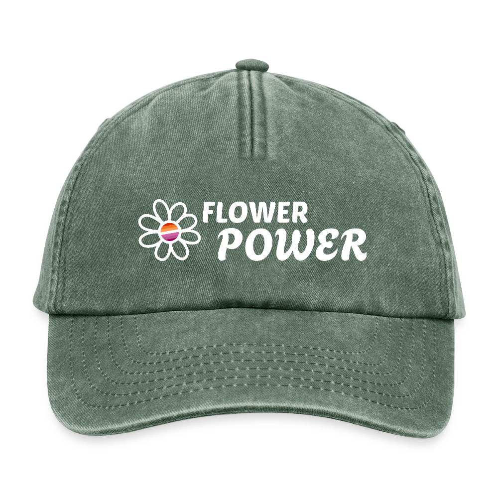 Flower Power! | Lesbian Pride Vintage Cap - Vintage Flaschengrün