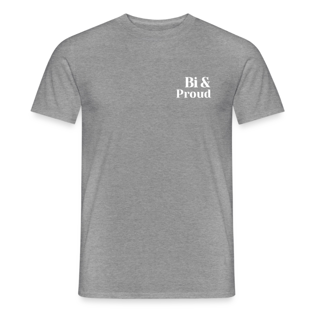 Bi & Proud | Regenbogenherz Pride T-Shirt - Graphit meliert