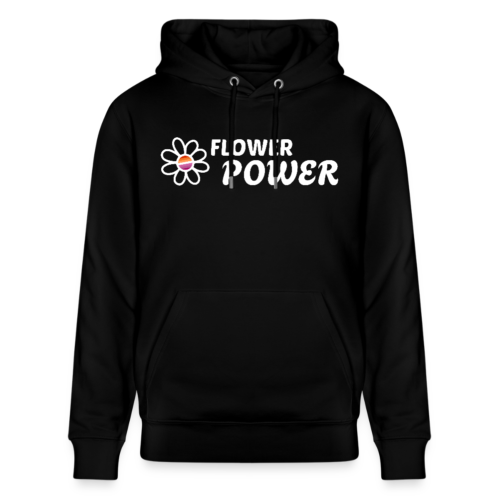 Flower Power | Lesbian Pride Bio-Hoodie Unisex - Schwarz