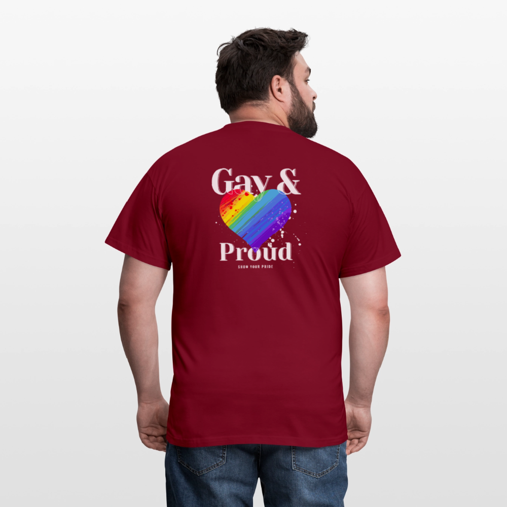 Gay & Proud | Regenbogenherz Pride T-Shirt - Ziegelrot