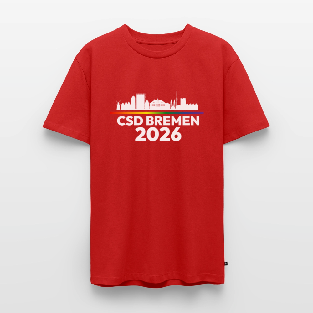 CSD Bremen 2026 Pride Premium T-Shirt (dunkel Farben helle Schrift) - Rot