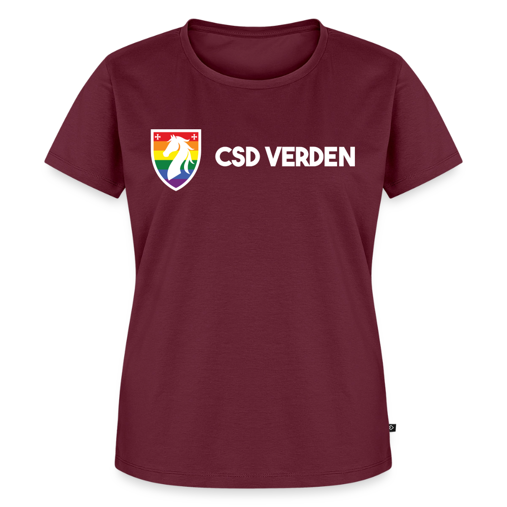 CSD Verden Premium Pride T-Shirt Tailiert Doppelseitig - Burgunderrot