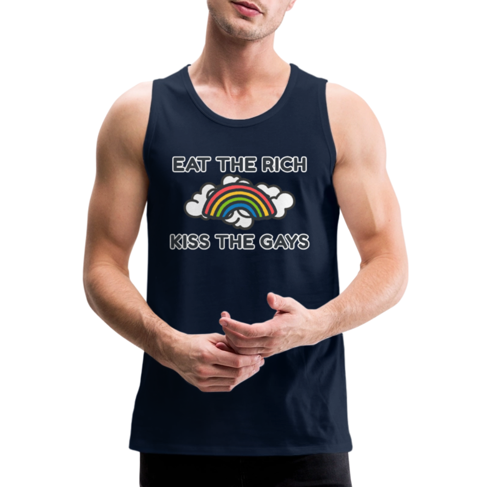Eat the Rich, Kiss the Gays! Premium Tank Top - Navy