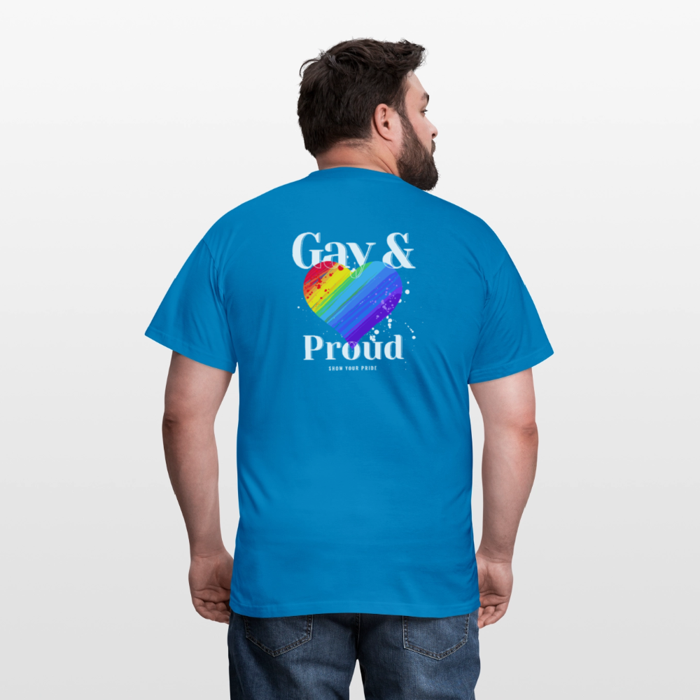 Gay & Proud | Regenbogenherz Pride T-Shirt - Royalblau
