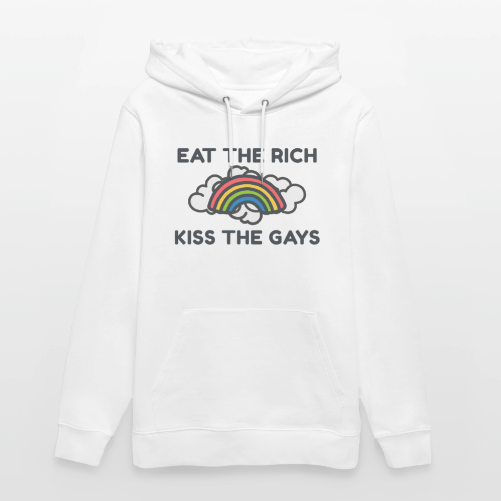 Eat the Rich, Kiss the Gays! Unisex Bio Hoodie - Weiß