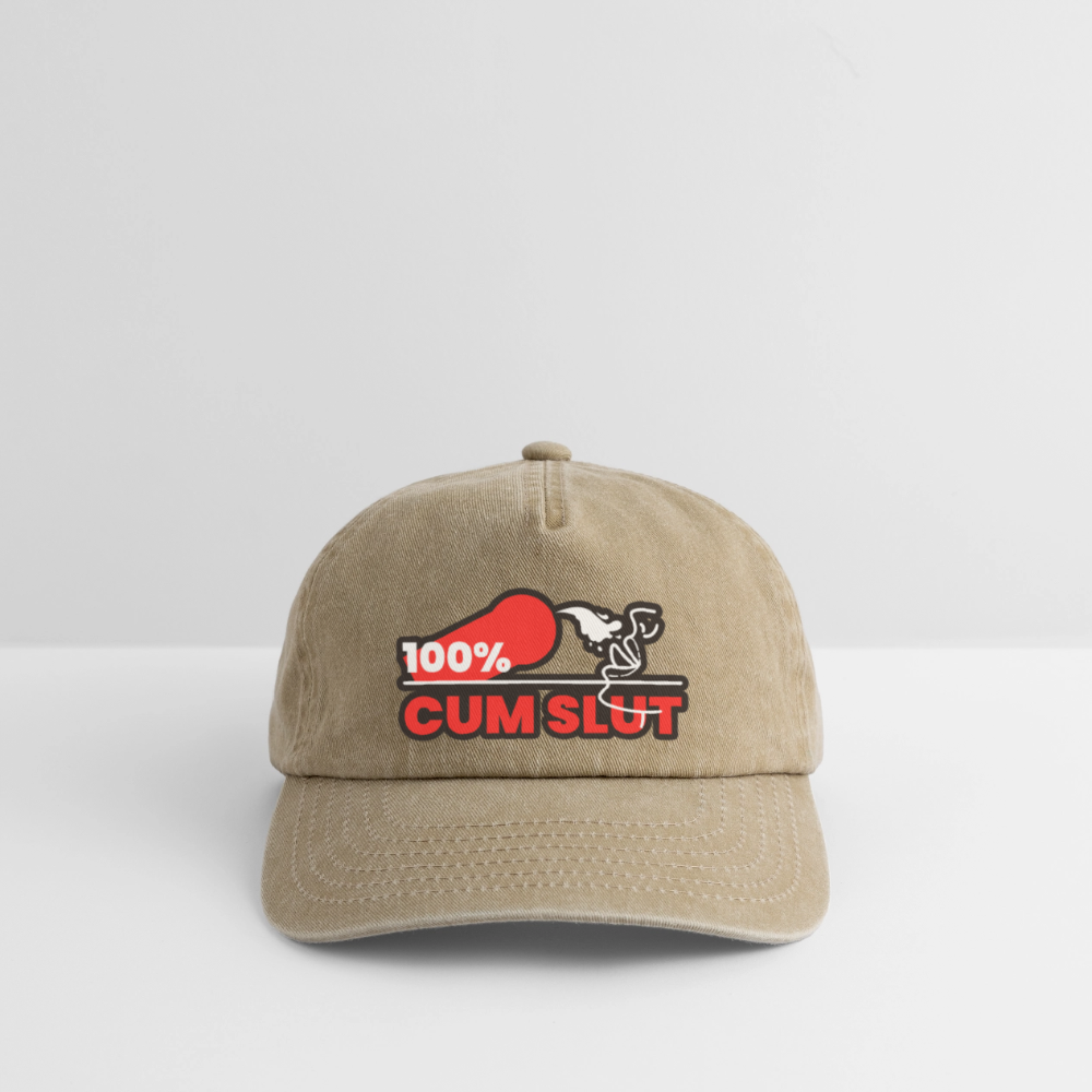 100% CUM SLUT | Kink Fetish Pride Vintage Cap - Vintage Beige