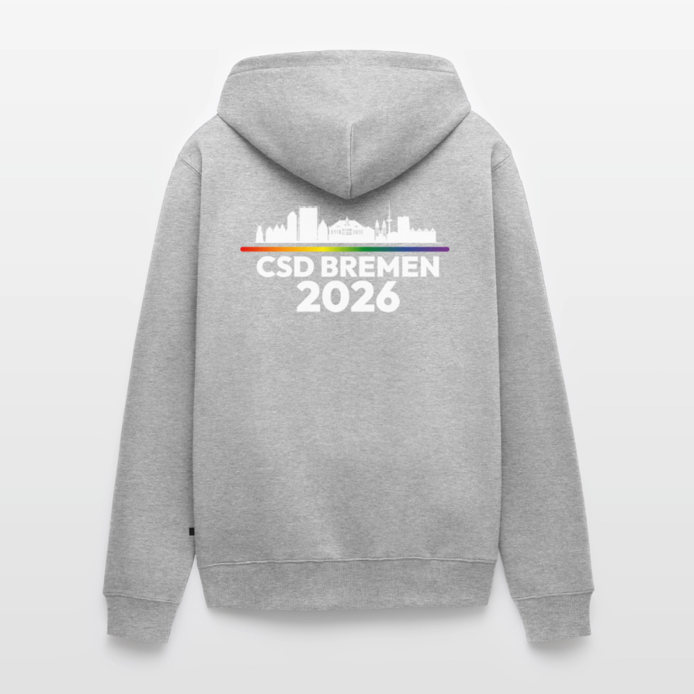 CSD BREMEN 2026 PRIDE | Premium Kapuzenjacke - Grau meliert