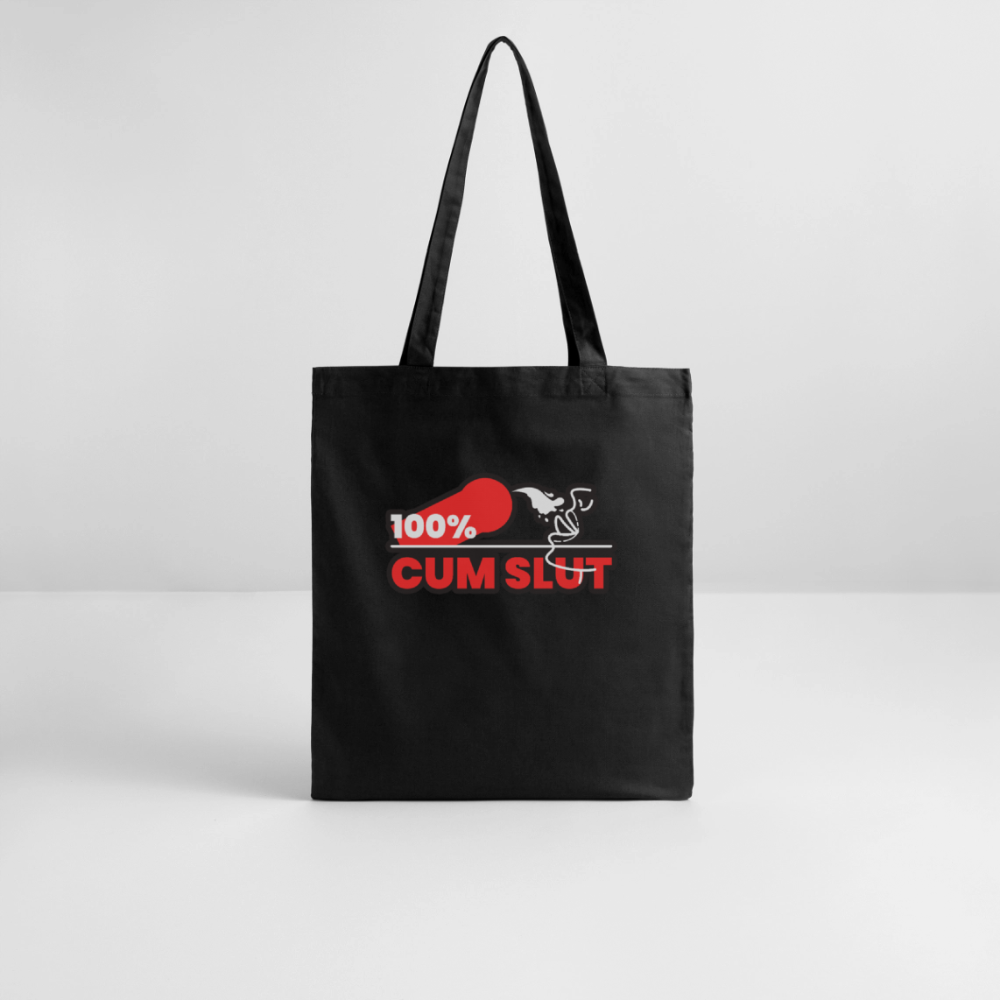100%CUM SLUT | Kink Fetish Pride Bio-Stoffbeutel - Schwarz