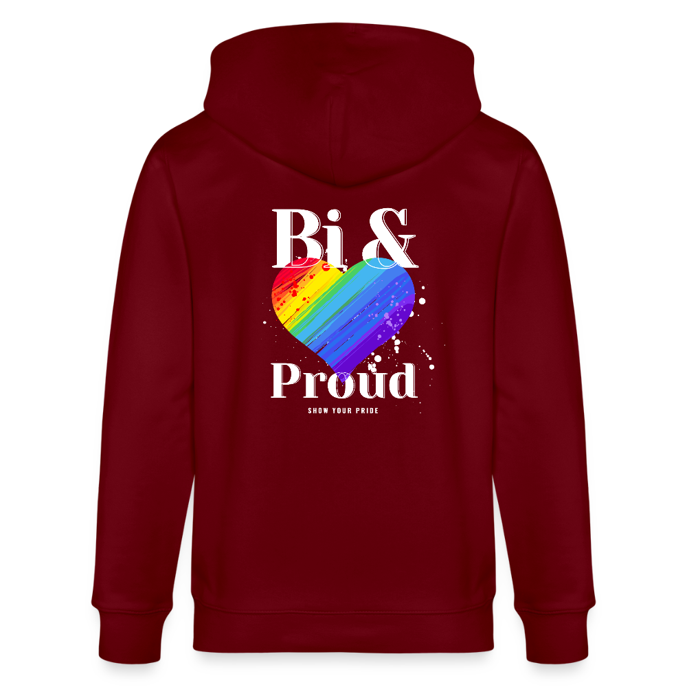 Bi & Proud | Pride Bio-Kapuzenjacke Unisex - Burgunderrot