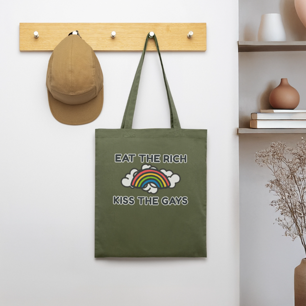 Eat the Rich, Kiss the Gays! Bio-Stoffbeutel - Khaki