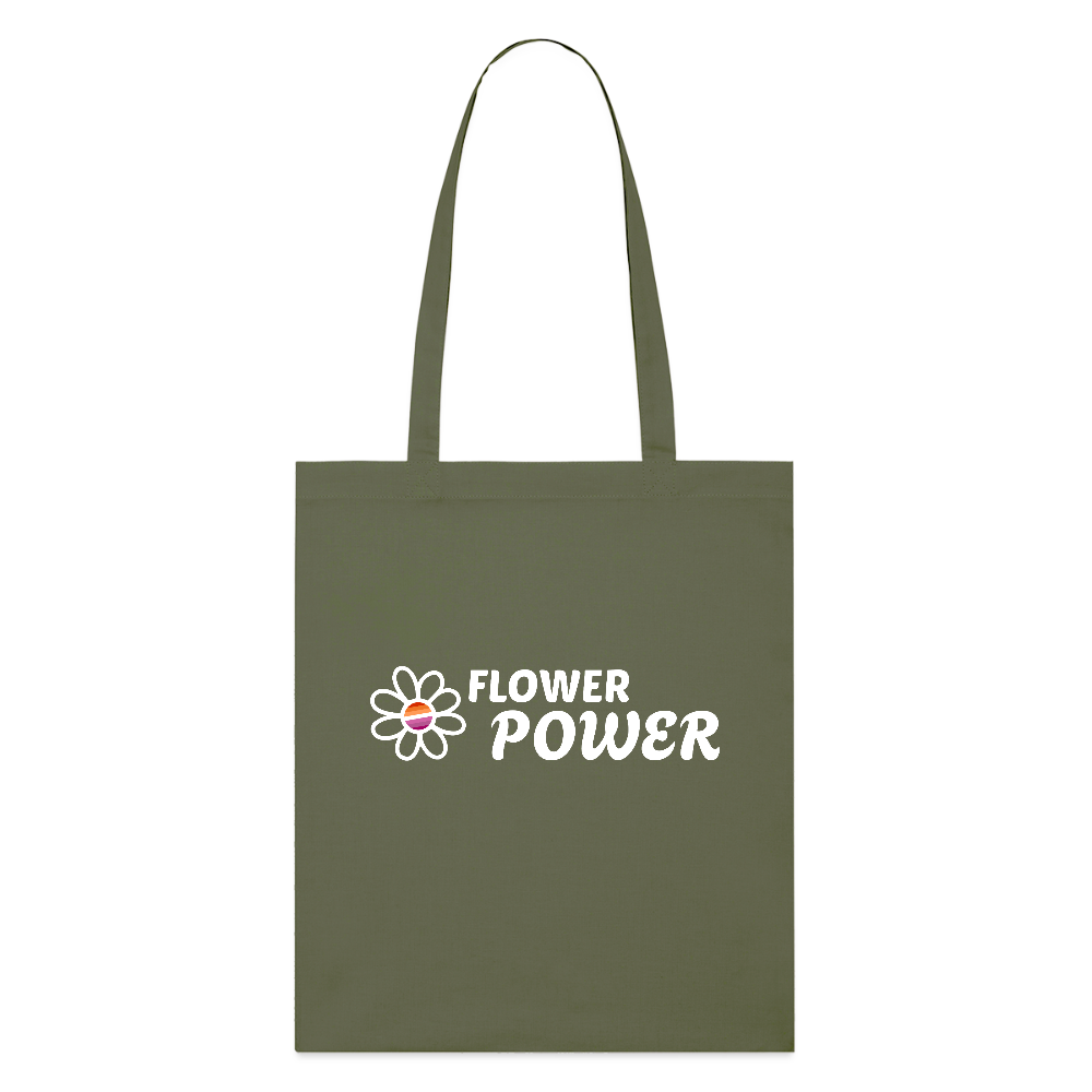 Flower Power | Lesbian Pride Bio-Stoffbeutel - Khaki