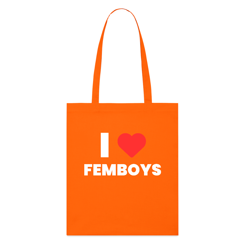 I LOVE FEMBOYS | Kink Fetish Pride Bio-Stoffbeutel - Tieforange