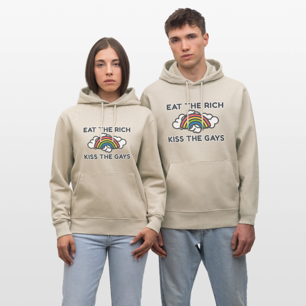Eat the Rich, Kiss the Gays! Unisex Bio Hoodie - Beige