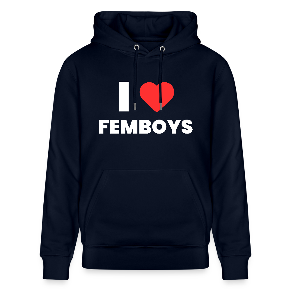 I LOVE FEMBOYS | Kink Fetish Pride Bio-Hoodie Unisex - Navy