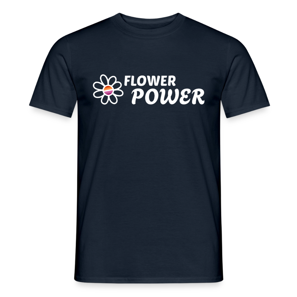 Flower Power Lesbisch T-Shirt | Retro WLW Pride LGBTQ - Navy