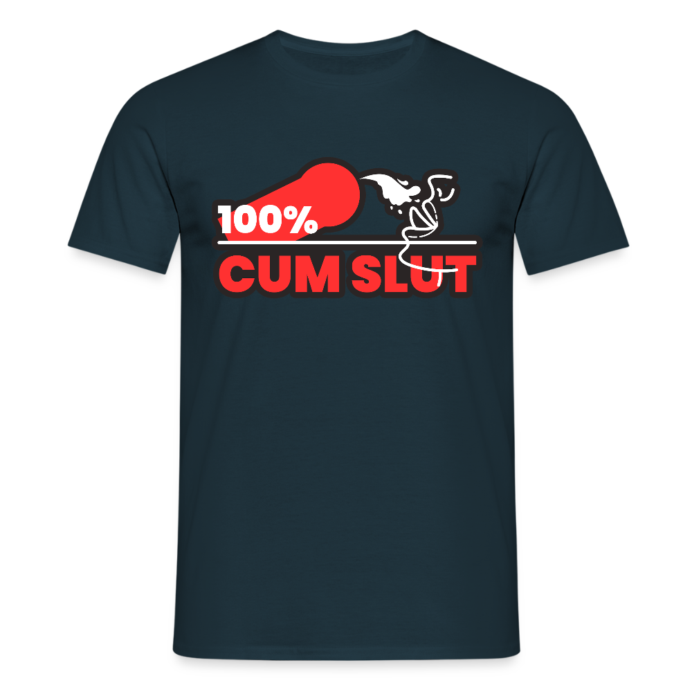 100% CUM SLUT | Kink Fetish Pride T-Shirt - Navy